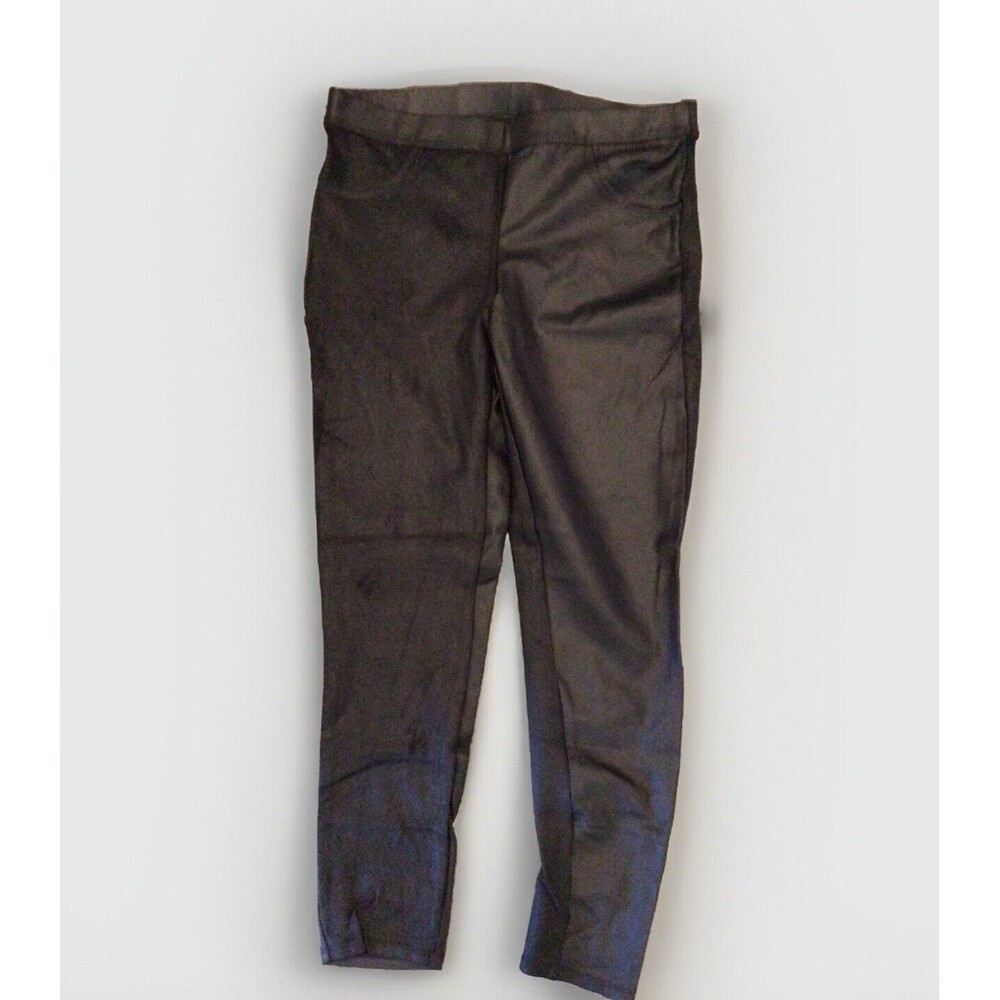 Knox Rose Womens Ponte Leg Leggings Black Mid Rise Stretch Faux Leather Size Med